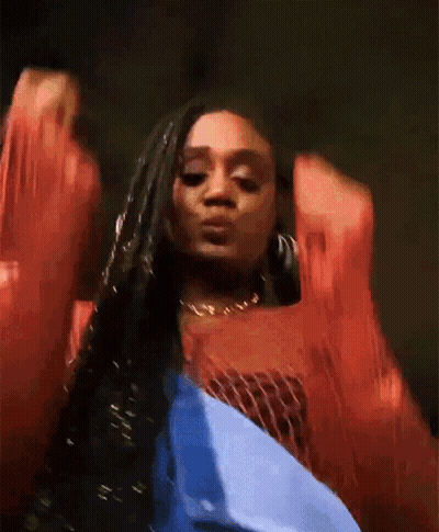 Woman In Red Top Dancing GIF