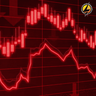 Woman In Red Top Next To Red Graph GIF