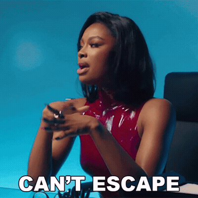 Woman In Red Top Saying Can't Escape GIF