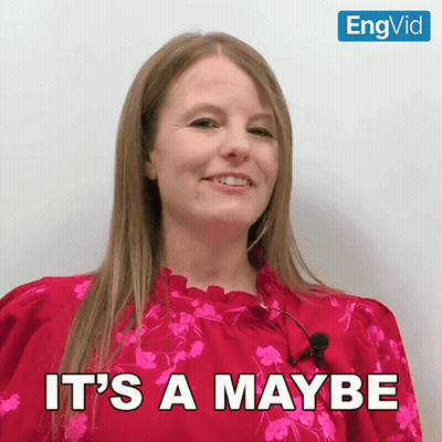 Woman In Red Top Saying It's A Maybe GIF