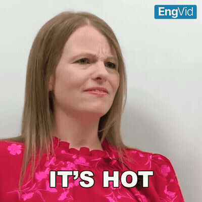 Woman in Red Top Says It's Hot