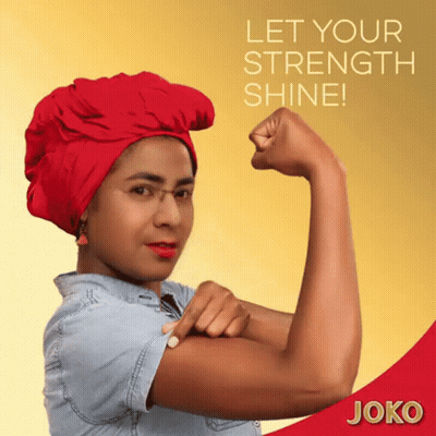 Woman In Red Turban Flexing Arm Let Your Strength Shine Joko GIF