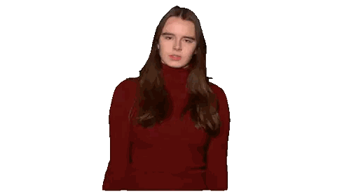 Woman In Red Turtleneck Making Funny Face Sticker