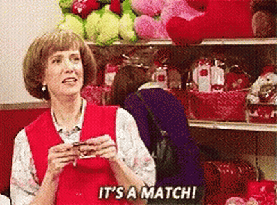 Woman In Red Vest Saying It's A Match GIF