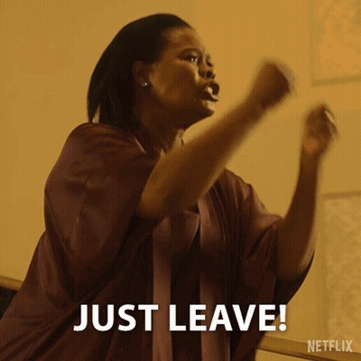 Woman In Robe Says Just Leave Netflix GIF