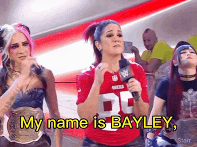 Woman In San Francisco 49Ers Jersey Saying My Name Is Bayley GIF