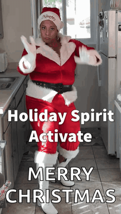 Woman In Santa Costume Dancing GIF