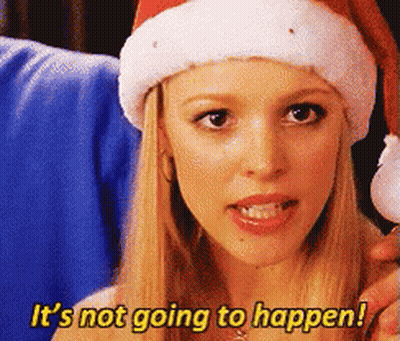 Woman In Santa Hat Says It's Not Going To Happen GIF