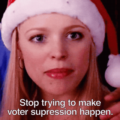 Woman In Santa Hat Stop Trying To Make Voter Suppression Happen GIF