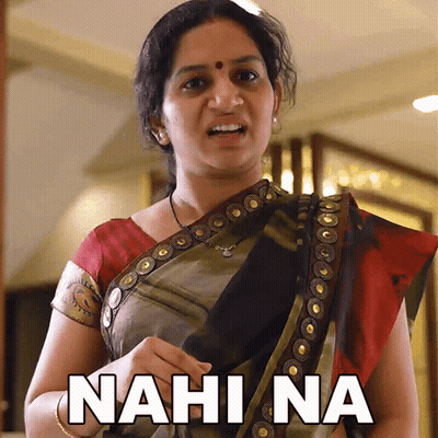 Woman In Saree Making Funny Face Saying Nahi Na GIF