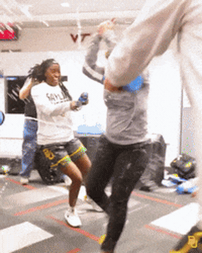 Woman In Saylin Shirt Dancing In Gym GIF