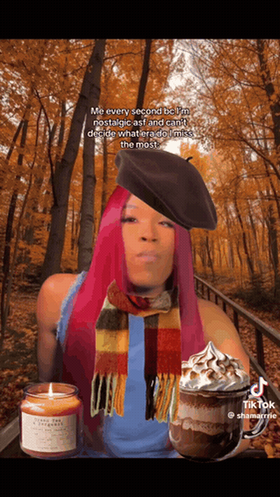 Woman In Scarf And Beret Holding Hot Chocolate GIF