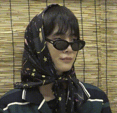 Woman In Scarf And Sunglasses GIF