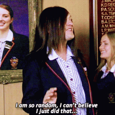 Woman In School Uniform Saying I Am So Random GIF