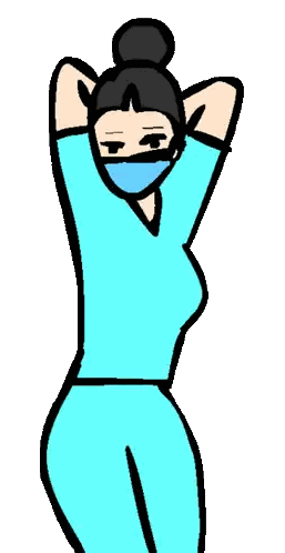 Woman In Scrubs And Face Mask Sticker