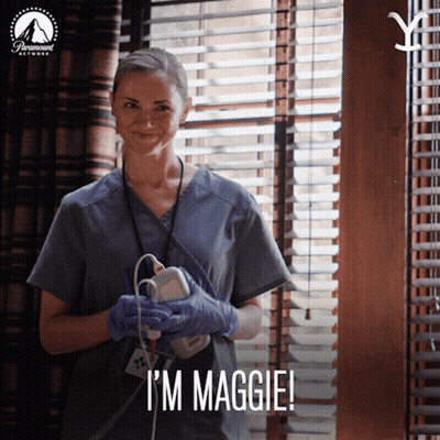 Woman In Scrubs Saying Im Maggie GIF