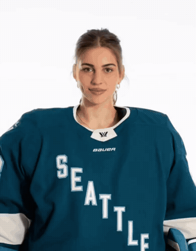 Woman In Seattle Hockey Jersey GIF
