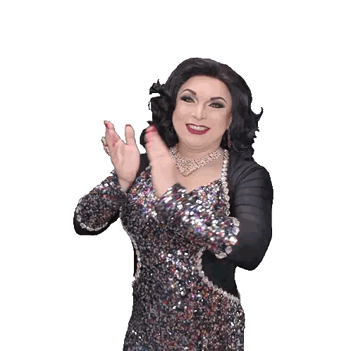 Woman In Sequined Dress Clapping Sticker