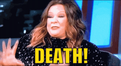 Woman In Sequined Dress Says Death GIF