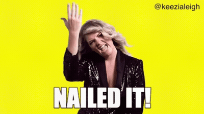 Woman In Sequined Jacket Making Funny Face Saying Nailed It GIF
