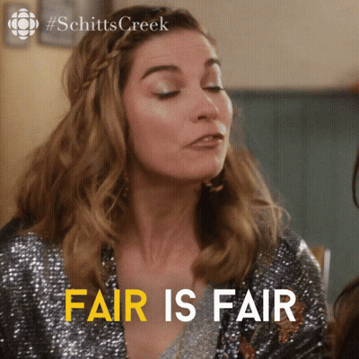 Woman In Sequined Jacket Saying Fair Is Fair GIF