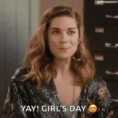 Woman In Sequined Jacket Saying Yay Girl's Day GIF