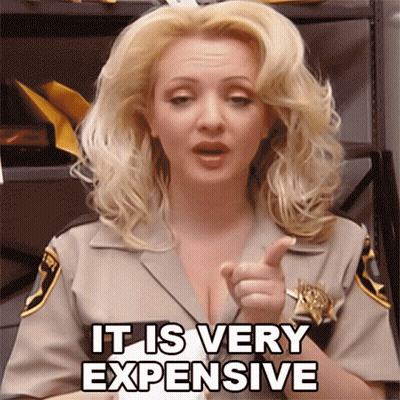 Woman In Sheriff Uniform Says It's Very Expensive Pointing GIF