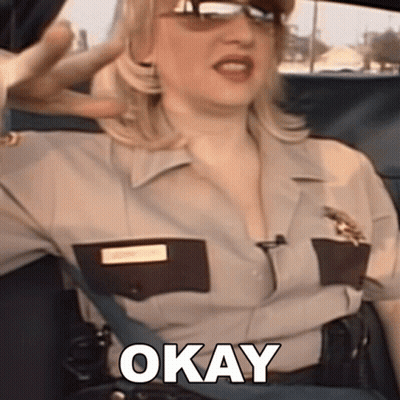 Woman In Sheriff Uniform Sitting In Car Saying Okay GIF
