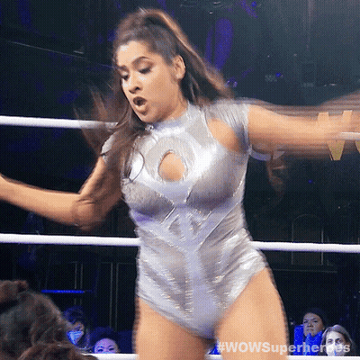 Woman In Silver Leotard Wrestling Ring #Wowsuperheroes GIF