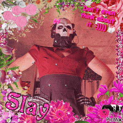 Woman In Skeleton Mask Saying Slay GIF