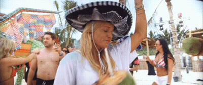 Woman In Sombrero Holding Coconut GIF