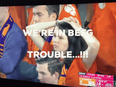 Woman In Stadium We're In Beeg Trouble GIF
