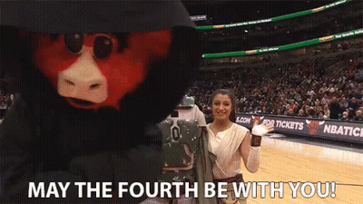 Woman In Star Wars Costume Says May The Fourth Be With You GIF