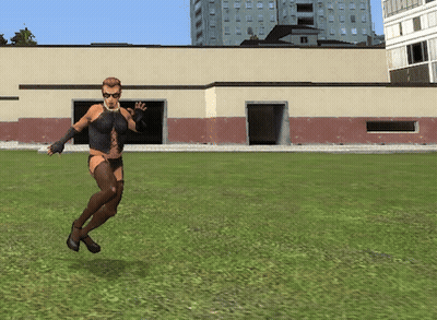 Woman In Stockings And Gloves Running In Field GIF
