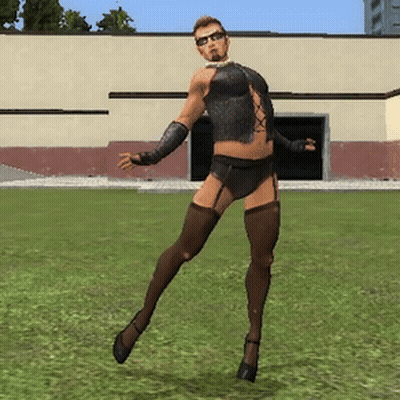 Woman In Stockings And Gloves Running In Field GIF