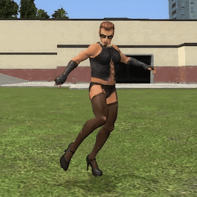 Woman In Stockings And High Heels Dancing In Field GIF