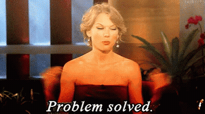 Woman In Strapless Dress Saying Problem Solved GIF