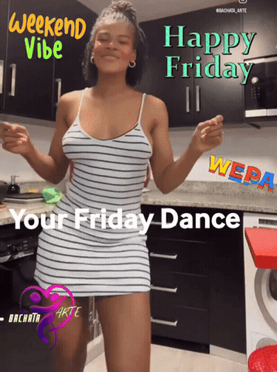 Woman In Striped Dress Dancing Happy Friday Your Friday Dance GIF