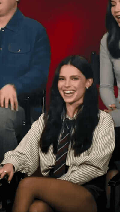 Woman In Striped Shirt And Tie Smiling GIF