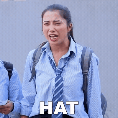 Woman In Striped Shirt And Tie With Hat On Chest GIF