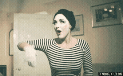 Woman In Striped Shirt And White Gloves Senorgif.com GIF