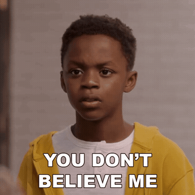 Woman In Striped Shirt And White Hat Says Do You Believe In Me GIF