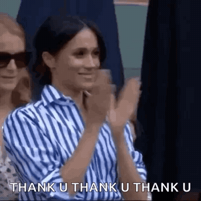 Woman In Striped Shirt Clapping Saying Thank You GIF