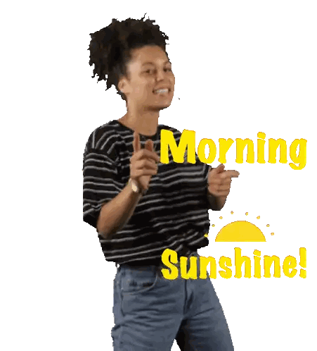 Woman In Striped Shirt Dancing Morning Sunshine Sticker