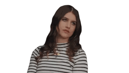 Woman In Striped Shirt Looking Down Sticker