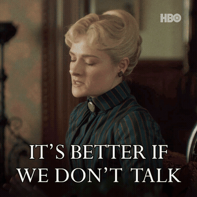Woman In Striped Shirt Saying Don't Talk GIF