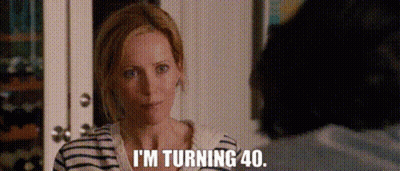 Woman In Striped Shirt Saying I'm Turning 40 GIF