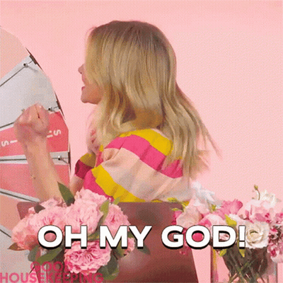 Woman In Striped Shirt Saying Oh My God GIF