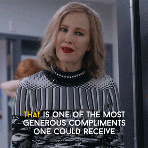 Woman In Striped Sweater Says Most Generous Compliment GIF
