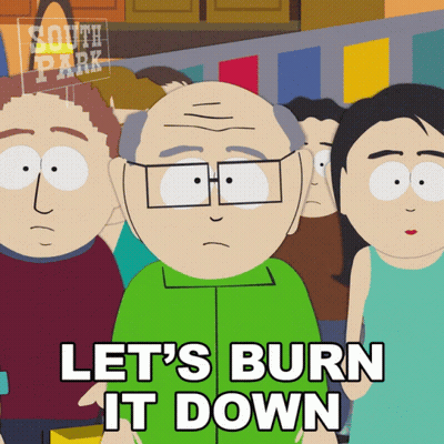 Woman In Suit And Tie Saying I'm Not Saying Burn It Down GIF